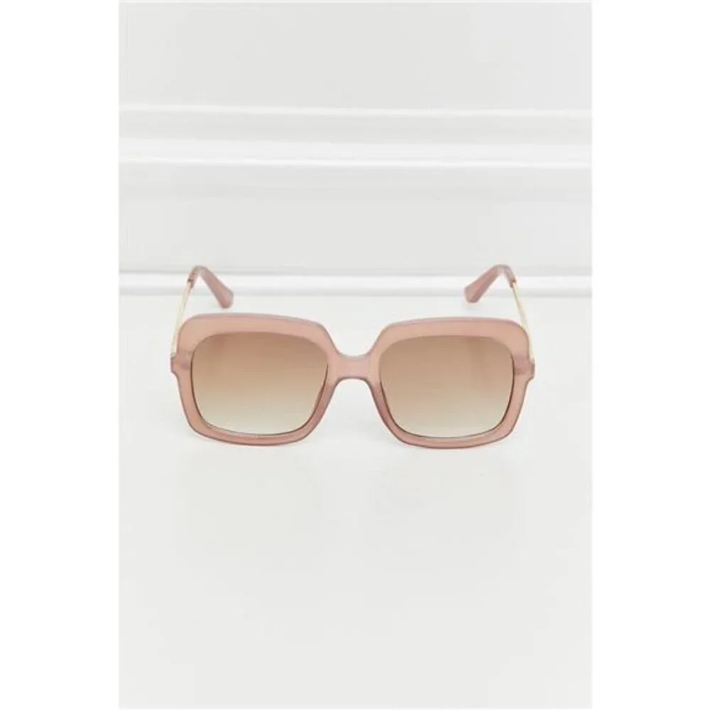 Square Metal-Plastic Hybrid Temple Sunglasses